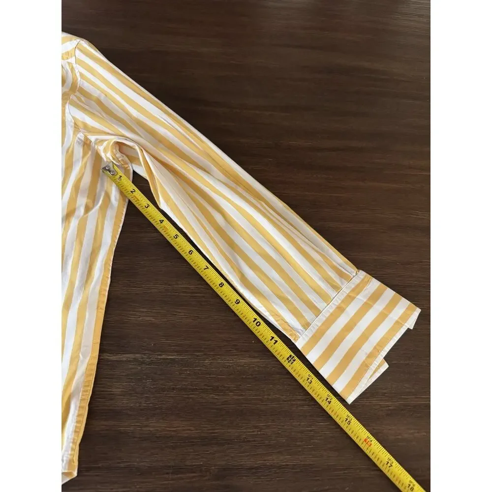 AYR The Deep End Shirt Womens XS Yellow Stripe Button Relaxed Long Sleeve - Picture 7 of 8
